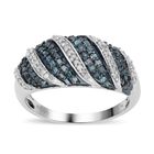 Weißer und blauer Diamant-Ring, 925 Silber platiniert  ca. 0,50 ct image number 0