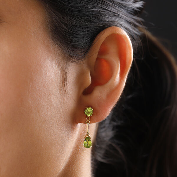 Nat&uuml;rlicher Peridot Ohrh&auml;nger 925 Silber vergoldet ca. 2,11 ct&nbsp; image number 3