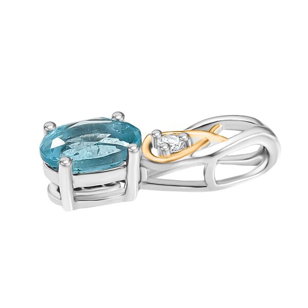 2er Set - D'joy Betroka Blauer Apatit Ring und Anh&auml;nger, 925 Silber platiniert und vergoldet (Gr&ouml;&szlig;e 19.00) ca. 1.44 ct image number 8