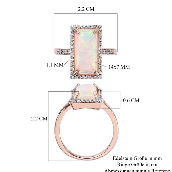 Nat&uuml;rlicher &Auml;thiopischer Opal und Zirkon Halo Ring 925 Silber Rosegold Vermeil image number 7