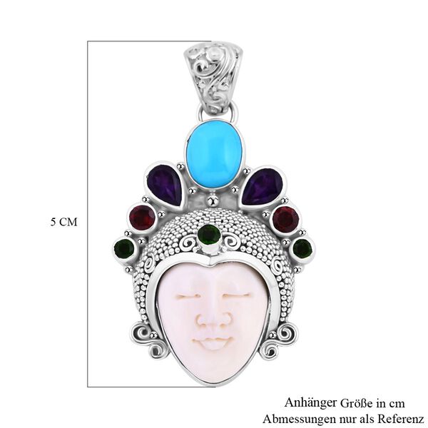 Sajen Silver- Ochse Knochen, Sleeping Beauty T&uuml;rkis und Multi-Edelstein-Anh&auml;nger - 4,83 ct. image number 6