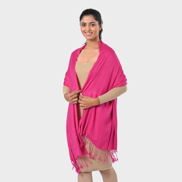 Jacquard-Schal aus Viskose und Geldb&ouml;rse aus PU-Leder mit RFID-Schutz Rosa image number 12