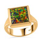 Lab Created schwarzen Opal Ring, 925 Silber Gelbgold Vermeil, (Größe 18.00) ca. 2.45 ct image number 3