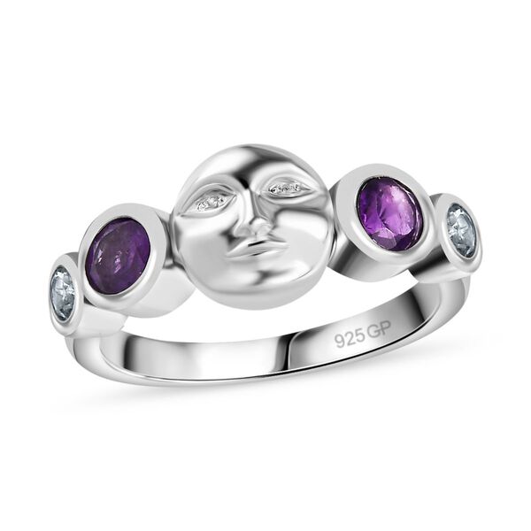 GP Celestial Dream Kollektion - Afrikanischer Amethyst, himmelblauer Topas, Zirkon und Kanchanaburi blauer Saphir-Ring - 0,76 ct. image number 4
