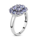 Tansanit Cluster-Ring, 925 Silber platiniert  ca. 1,70 ct image number 4