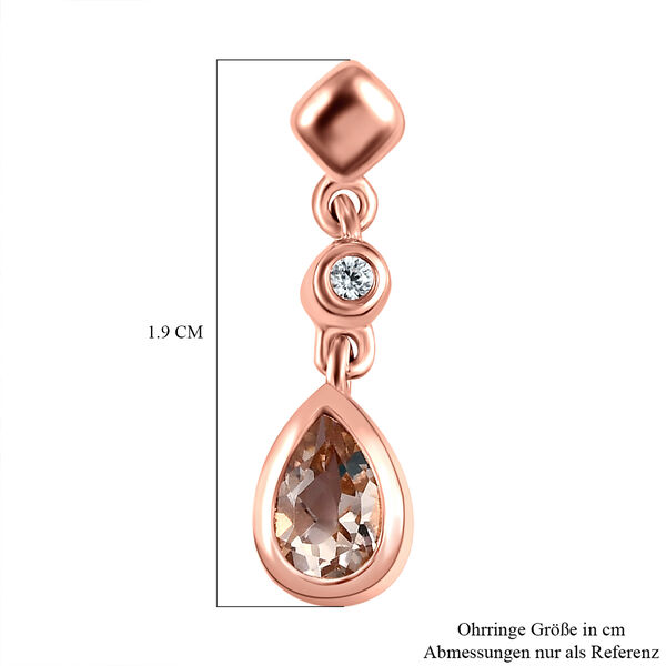 Morganit und wei&szlig;e Zirkon-Ohrringe, 925 Silber Ros&eacute;gold Vermeil ca. 0,76 ct image number 5