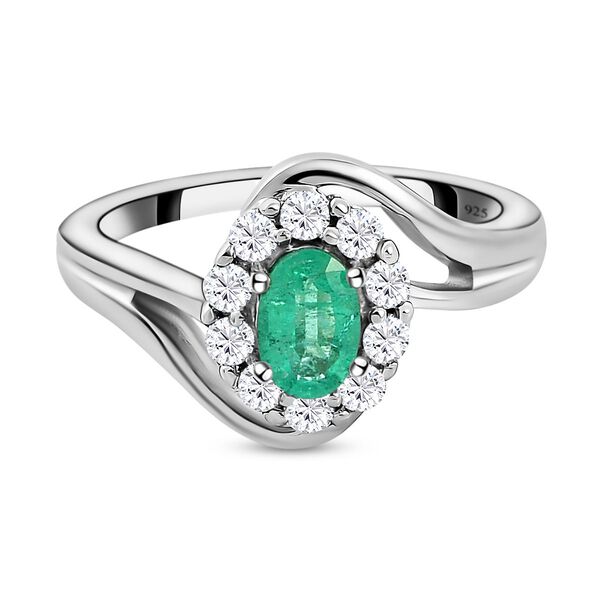 AAA Kagem sambischer Smaragd und weißer Zirkon-Ring - 0,93 ct. image number 0
