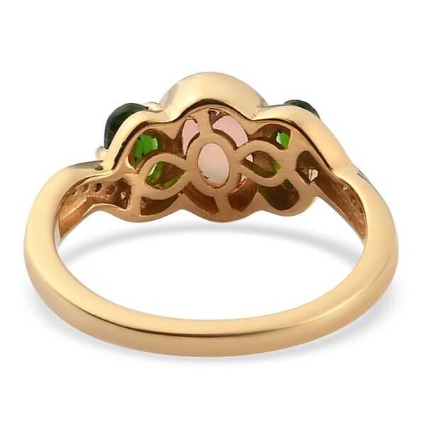 Nat&uuml;rlicher &Auml;thiopischer Opal und Nat&uuml;rlicher Chromdiopsid Ring 925 Silber vergoldet  ca. 1,22 ct image number 6