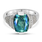 Pfau Triplett Quarz und Zirkon Ring 925 Silber platiniert (Größe 16.00)