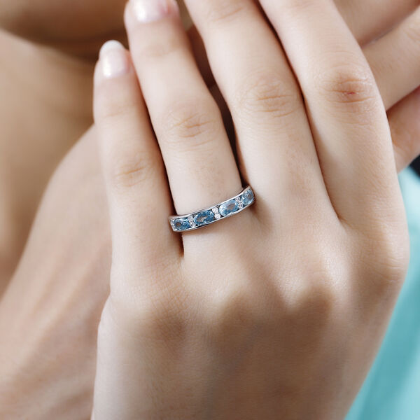 Blauer Zirkon, Wei&szlig;er Zirkon Ring 925 Silber rhodiniert (Gr&ouml;&szlig;e 17.00) ca. 1,62 ct image number 3