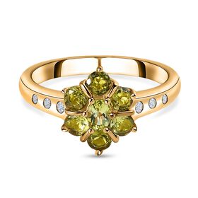 Natürlicher AA Calabar-Turmalin Ring, 925 Silber Gelbgold Vermeil, (Größe 19.00) ca. 1.02 ct