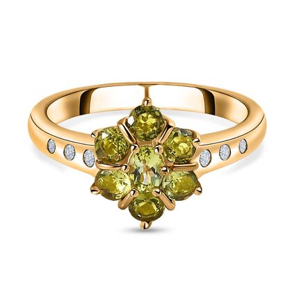 Nat&uuml;rlicher AA Calabar-Turmalin Ring, 925 Silber Gelbgold Vermeil, (Gr&ouml;&szlig;e 19.00) ca. 1.02 ct