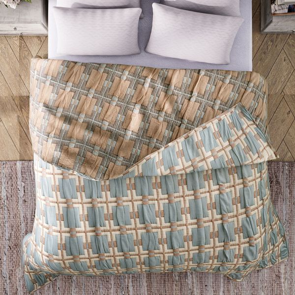 Luxus Jacquard Decke, fein gemustert, 2200 g Poly Füllung, 200 x 230 cm, Weiß Himmelblau image number 3