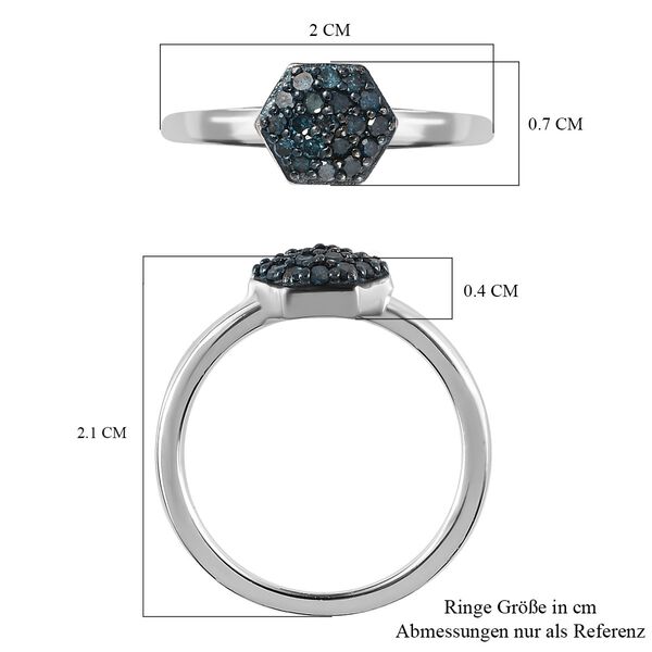 Blauer Diamant Ring 925 Silber platiniert (Größe 21.00) ca. 0.20 ct image number 7
