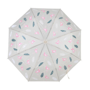 Farbwechsel-Regenschirm, Flamingo, Beige