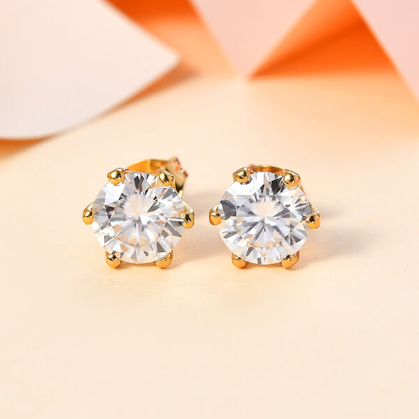 Moissanit Ohrringe, 925 Silber 750 Gelbgold Vermeil - 3,48 ct. image number 2