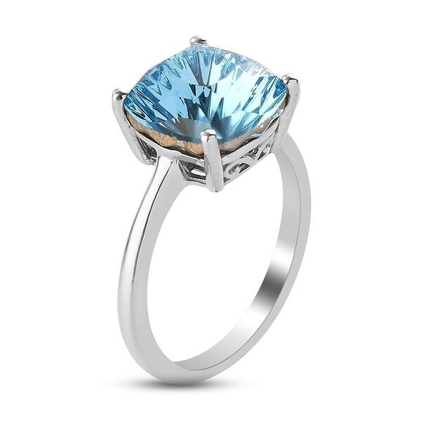 LUSTRO STELLA Österreichischer Aquamarin Kristall Solitär Ring 925 Silber Platin-Überzug image number 4