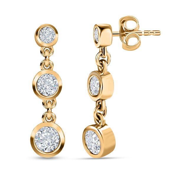 Moissanit Ohrringe, 925 Silber Gelbgold Vermeil, ca. 1.57 ct image number 0