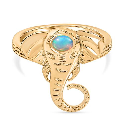 D’joy AA Natürlicher, äthiopischer Welo Opal Ring 925 Silber 750 Gelb Vergoldet (Größe 19.00) ca. 0.12 ct image number 0