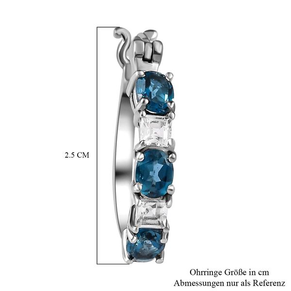 London Blau und wei&szlig;e Topas Creolen, 925 Silber platiniert ca. 2.48 ct image number 5