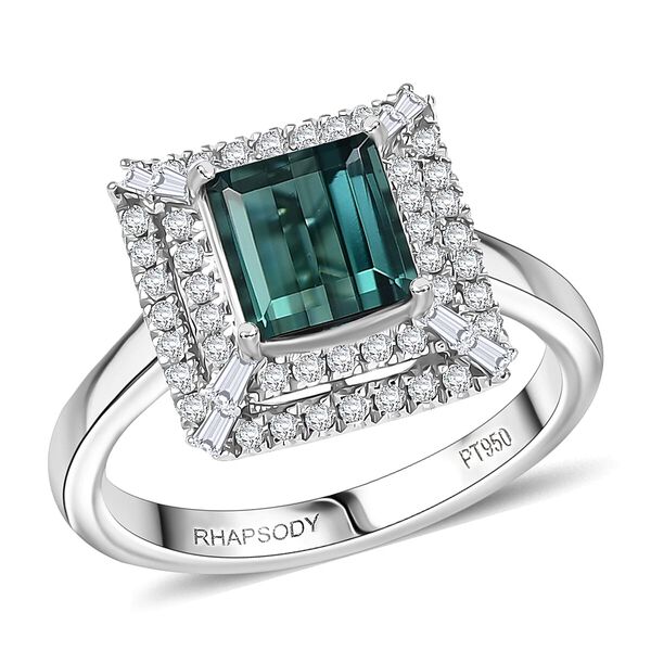 Rhapsody AAAA Pirineu Lagoon Tourmaline, Wei&szlig;er Diamant Ring 950 Platin (Gr&ouml;&szlig;e 16.50) ca. 1,59 ct