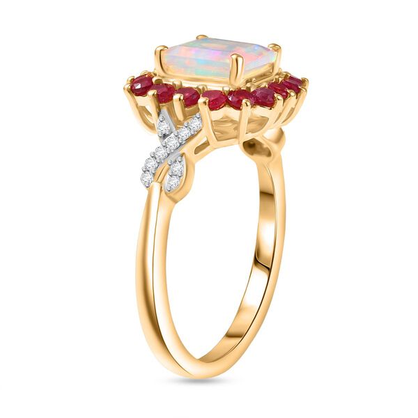 D'Joy Natürlicher, äthiopischer Welo Opal, Niassa Rubin und Moissanit Ring - 1,84 ct. image number 4