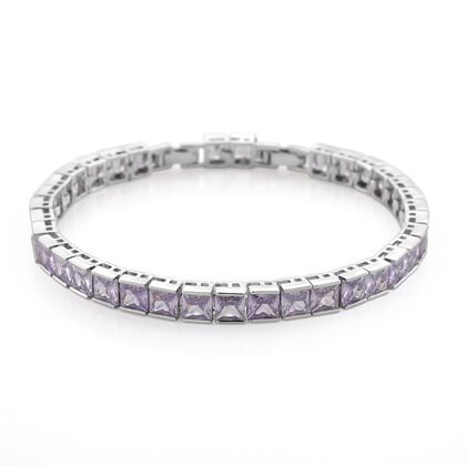 Lavendel kubisches Zirkonia Armband ca. 18 cm mit 2.5 cm extender, silberfarben