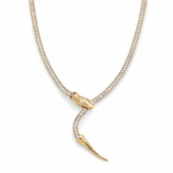 Verstellbare, wei&szlig;e Zirkonia Halskette in Goldton, 50-66cm