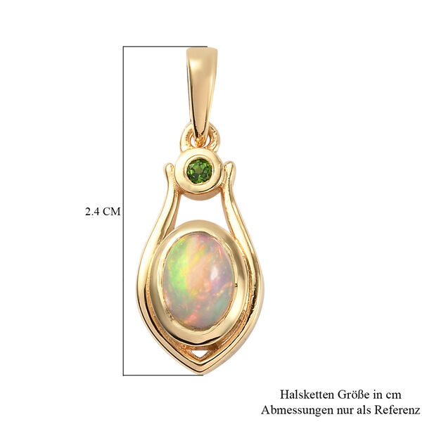 Nat&uuml;rlicher &Auml;thiopischer Opal und Russischer Diopsid Anh&auml;nger 925 Silber vergoldet ca. 0.54 ct image number 6