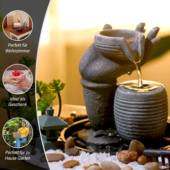 Indoor-Wasserbrunnen mit LED-Licht, 23x23x22 cm, Hand