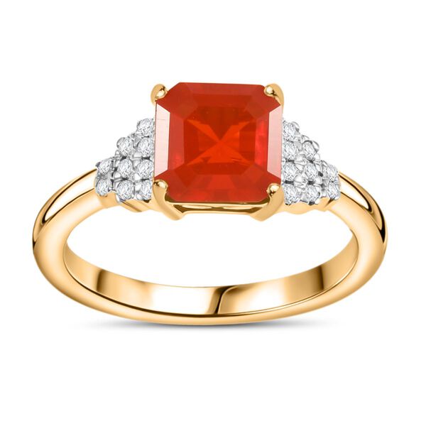 AAA Mexikanischer purpurroter Feueropal und Diamant Ring in 585 Gold - 1,46 ct. image number 4