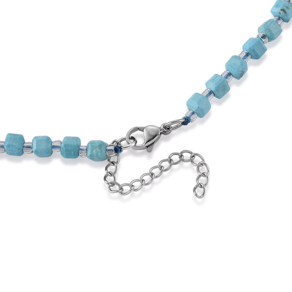 Blauer Howlit, Glas Halskette, flexibel, 316L Edelstahl 85.00 ct image number 3