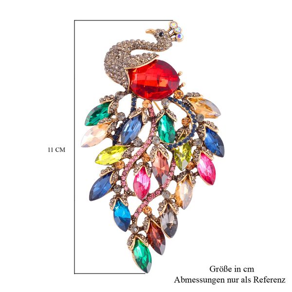 Mehrfarbiger Kristall Brosche  Antikes Gold image number 4