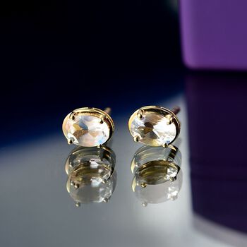 D joy AAA Premium Malagasy Mondstein Star Glimmer Ohrringe, 925 Silber 750 Gelb Vergoldet ca. 0.90 ct