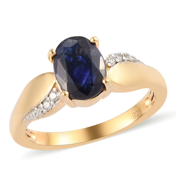 Masoala Saphir (Fissure gef&uuml;llt) und Zirkon Ring 925 Silber vergoldet image number 4