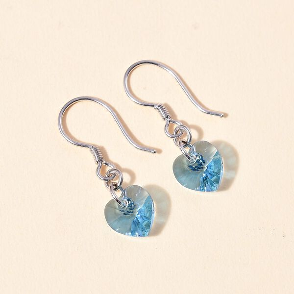 J Francis gefertigt mit SWAROVSKI- Aquamarin Swarovski Kristall Herz Ohrringe image number 2