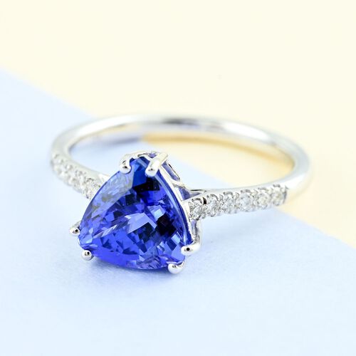 ILIANA zertifiziert und geprüft AAA Tansanit und GH-SI Diamant Ring in 750 Weißgold - 2 ct. image number 1