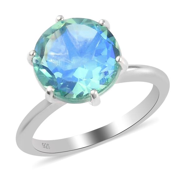 Pfau Triplett Quarz Solitär Ring 925 Silber Platin-Überzug image number 4