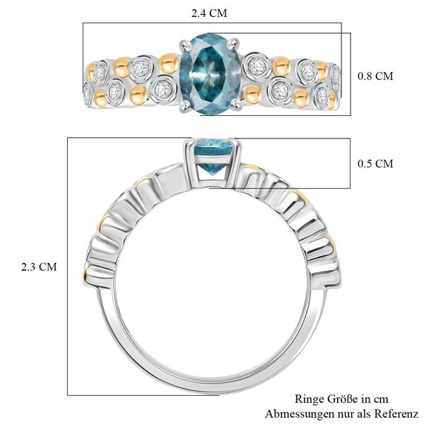 D'Joy AA blauer und wei&szlig;er Zirkon zweifarbiger Ring - 1,55 ct. image number 6