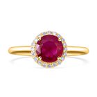 AAAA Thailändischer Rubin und weißer Diamant-Ring, 585 Gold (Größe 18.00) ca. 1,10 ct