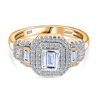 LUXURIANT DIAMOND - Lab Grown Diamant VS-EF SGL zertifiziert Ring 925 Silber Gelbgold Vermeil (Größe 19.00) ca. 1.00 ct