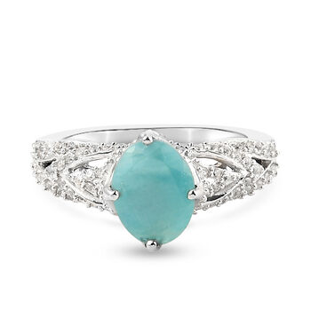 Grandidierit und Zirkon Ring 925 Silber platiniert  ca. 2,75 ct