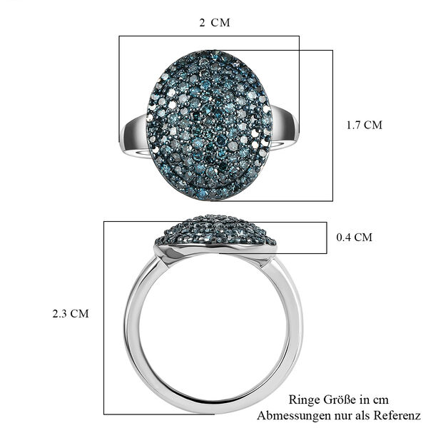 Blauer Diamant-Ring, 925 Silber platiniert  ca. 1,00 ct image number 7
