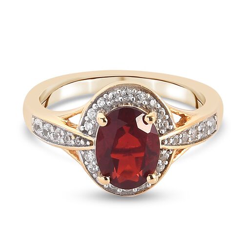 Mexikanischer Kirschfeuer-Opal und Zirkon Solitär Ring 925 Silber Vermeil image number 0