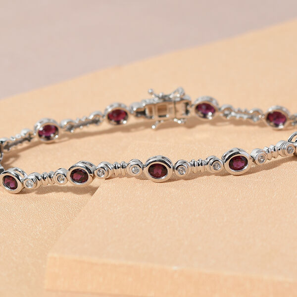 Anthill Granat und Zirkon-Armband, ca. 19 cm, 925 Silber platiniert, ca. 5,01 ct image number 2