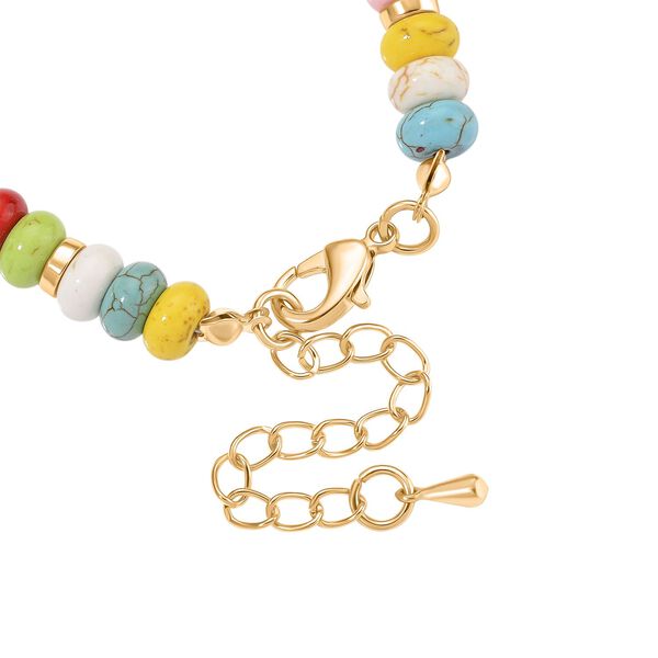 Wei&szlig;e Muschelkernperle, Howlit Armband, ca. 18 cm + 5 cm Extender, goldfarben image number 4