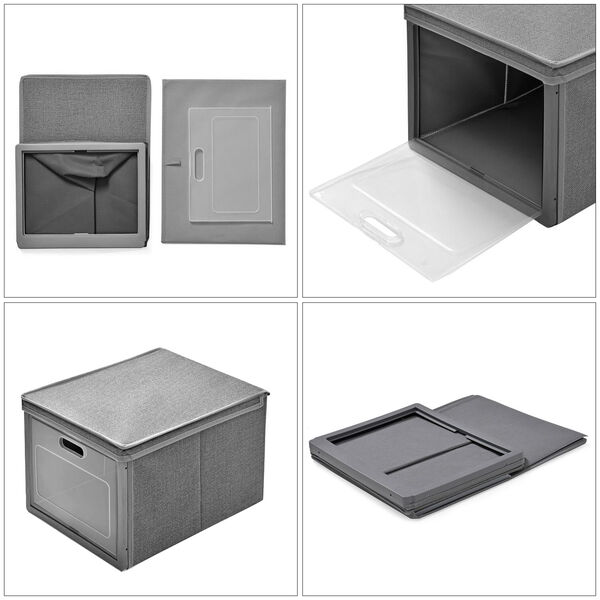 Faltbare Aufbewahrungsbox mit Fenster, grau image number 3