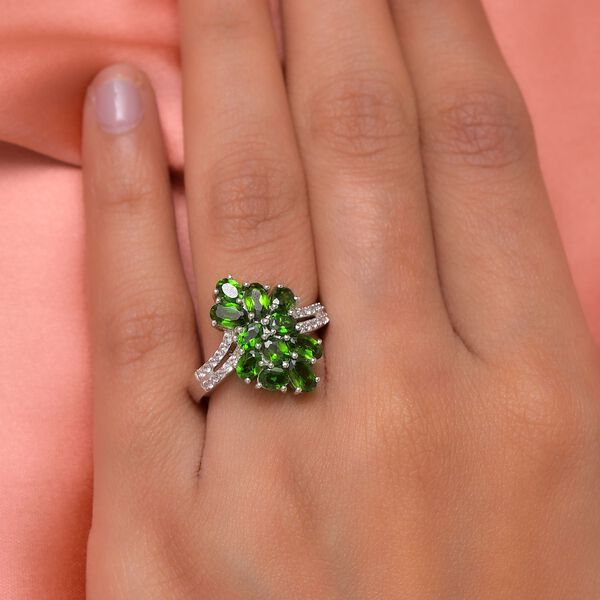 Natürlicher Chromdiopsid-Ring, 925 Silber platiniert  ca. 2,49 ct image number 3