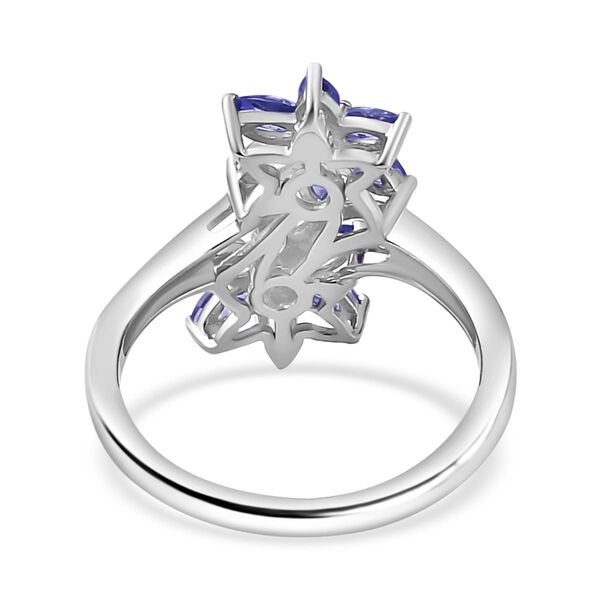 Tansanit Blumen-Ring, 925 Silber platiniert  ca. 1,05 ct image number 6