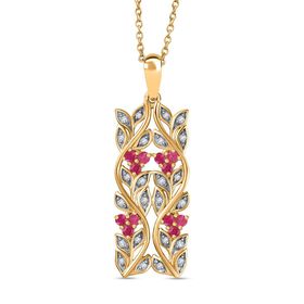 ALLORO AA afrikanischer Rubin und Zirkon-Anhänger mit 45cm Kette - 0,88 ct.